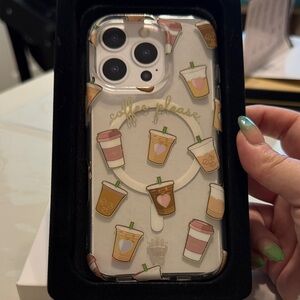 Clear Coffee Cup Pattern iPhone Case with MagSafe iPhone 16Pro case